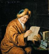 MIERIS, Willem van An Old Man Reading oil